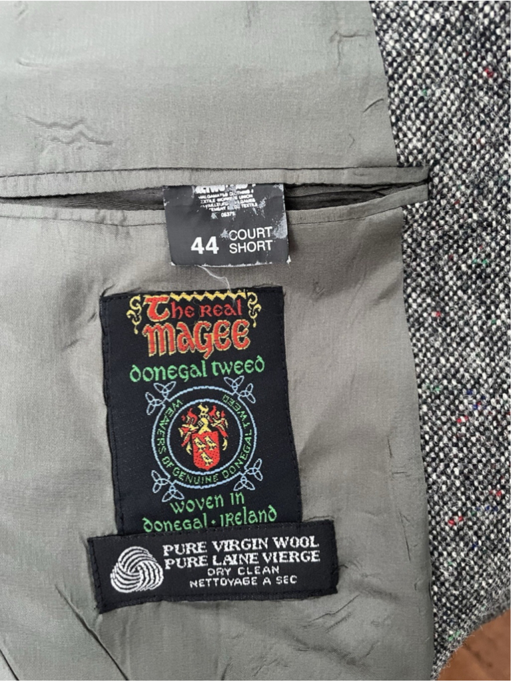 Magee Donegal Wool Tweed Blazer Jacket Mens 44S Sport Coat Gray - Picture 6 of 10